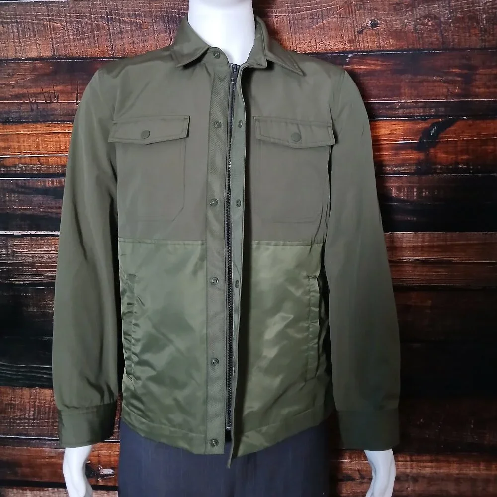 NWT Express Jacket Mens S Hunter Green Water Resistant Full Zip Pockets Lined